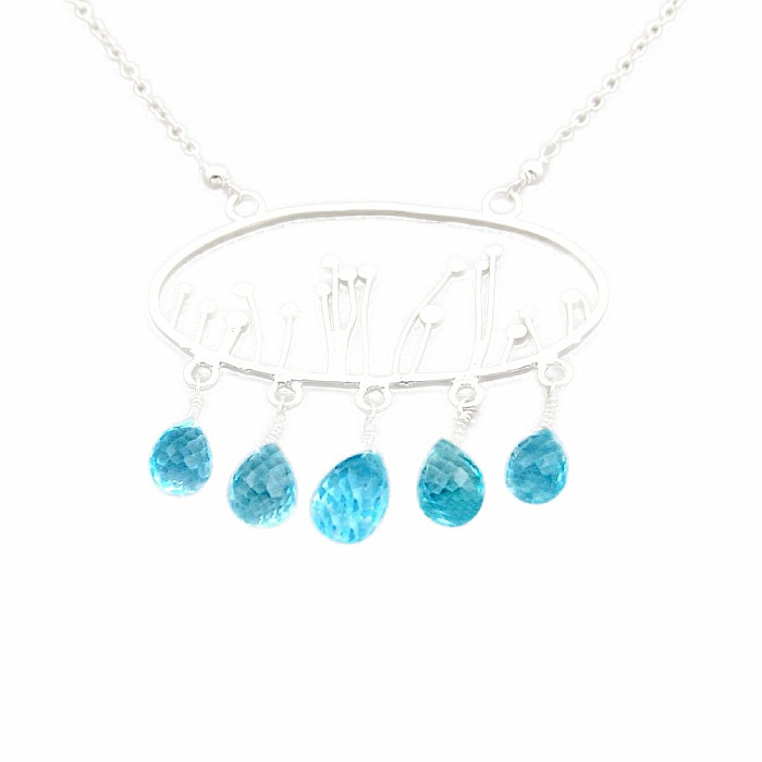Topaz modrý náhrdelník stříbro Ag 925 92144 - 45