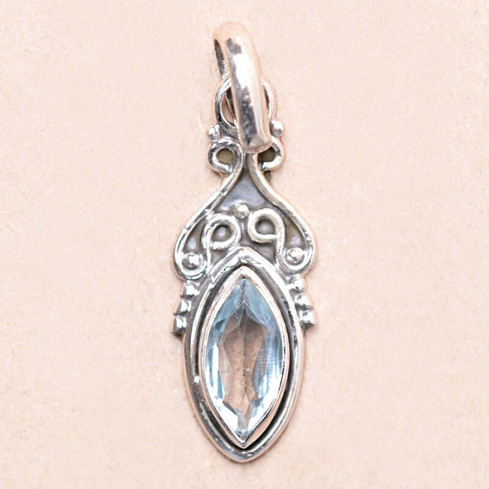 Topaz modrý přívěsek stříbro Ag 925 MIX14 - 2 cm