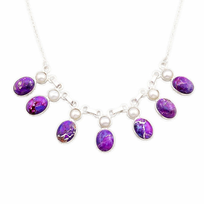 Tyrkys purpurový náhrdelník stříbro Ag 925 92129 - 42