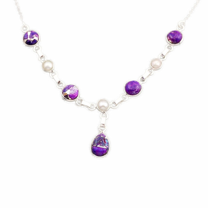 Tyrkys purpurový náhrdelník stříbro Ag 925 92137 - 40