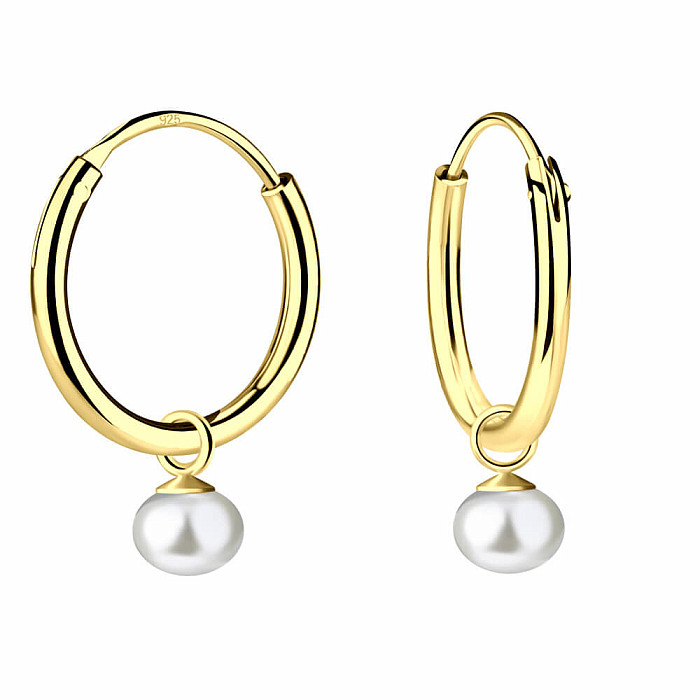 3443 Stříbrné kruhové náušnice 12 mm PERLA GOLD - 1