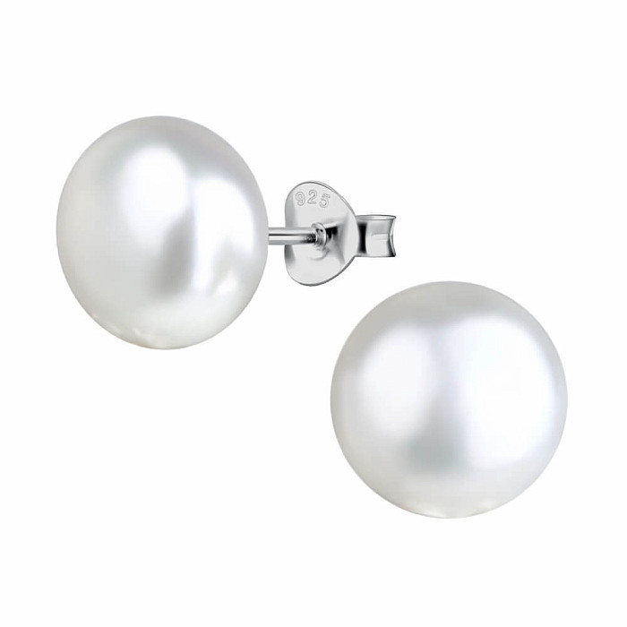 3865 Stříbrné náušnice 10 mm SLADKOVODNÍ PERLA BÍLÁ - 10 mm