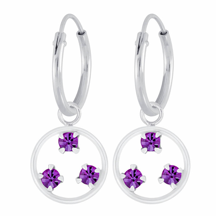 6543 Stříbrné kruhové náušnice AMETHYST - 1