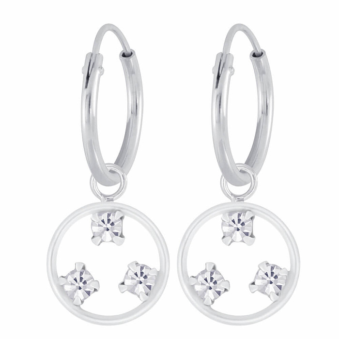 6545 Stříbrné kruhové náušnice CRYSTAL - 1