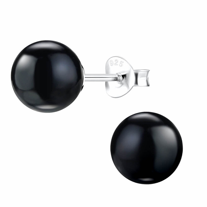 8237 Stříbrné náušnice 8 mm PERLA BLACK - 8 mm