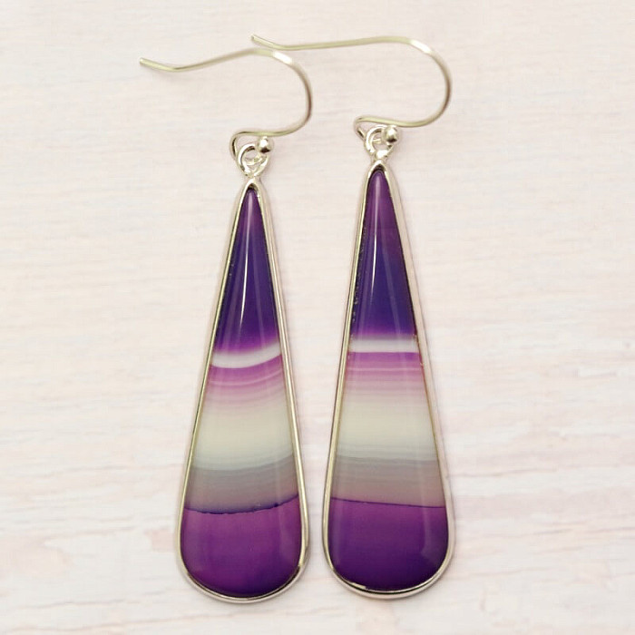 Achát Botswana náušnice stříbro Ag 925 E1322 - 4