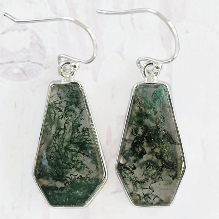 Achát mechový náušnice stříbro Ag 925 E1514 - 2