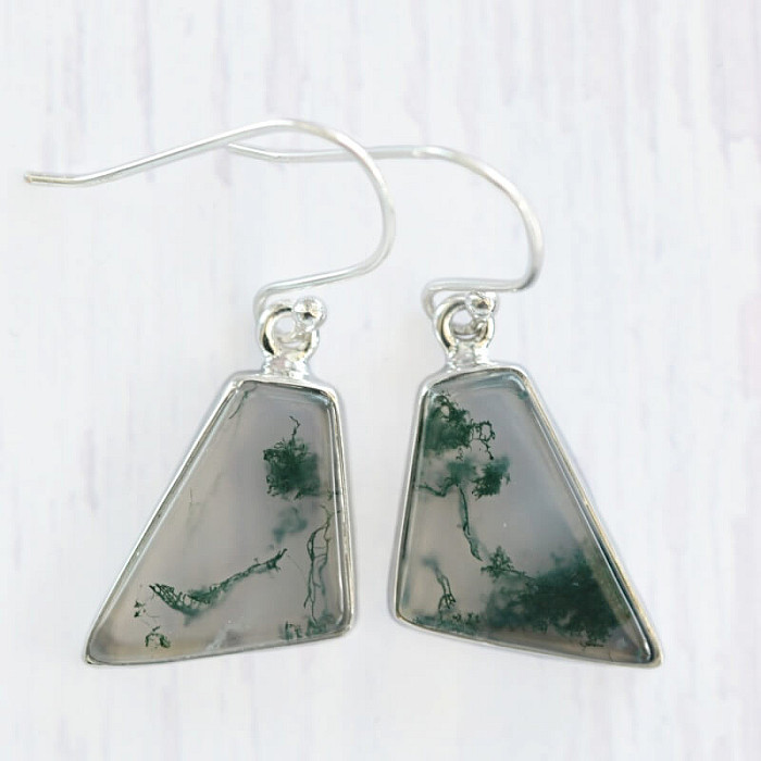 Achát mechový náušnice stříbro Ag 925 E1516 - 1