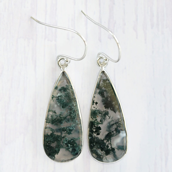 Achát mechový náušnice stříbro Ag 925 E1517 - 2