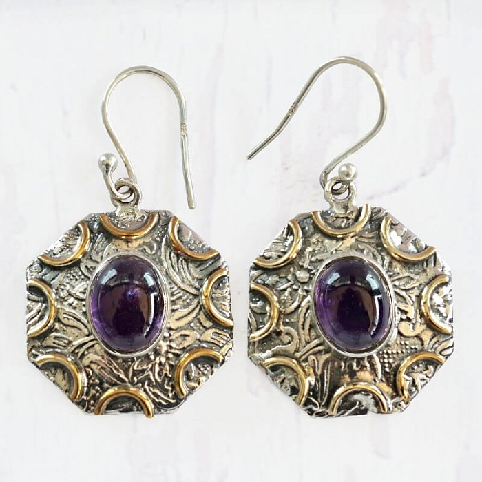 Ametyst náušnice stříbro Ag 925 26376 - 2 cm