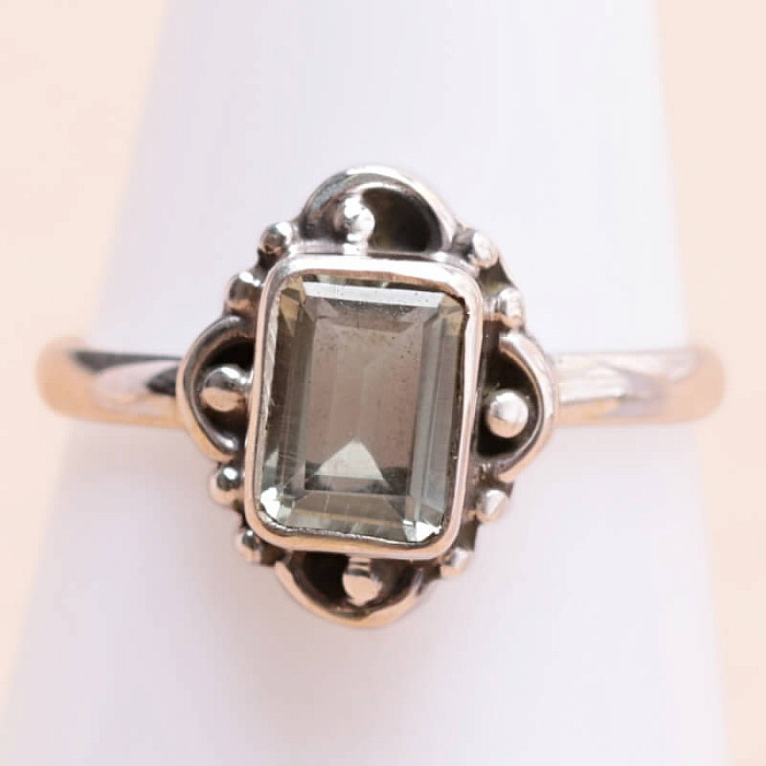 Ametyst zelený - prasiolit prsten stříbro Ag 925 MIX122 - 52 mm (US 6)