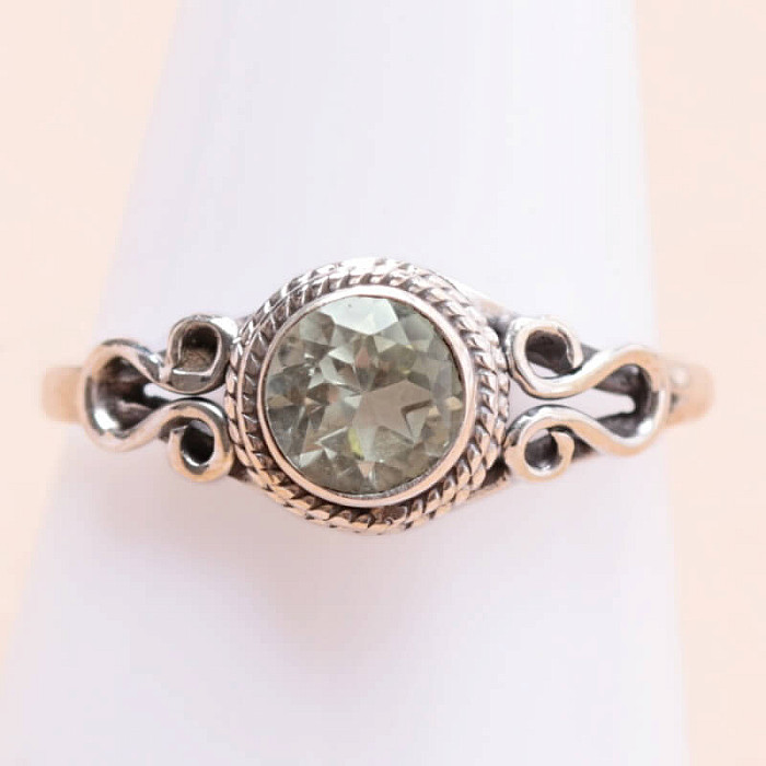 Ametyst zelený - prasiolit prsten stříbro Ag 925 MIX124 - 60 mm (US 9