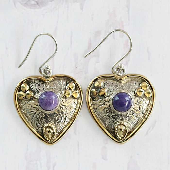 Čaroit náušnice stříbro Ag 925 26379 - 2 cm