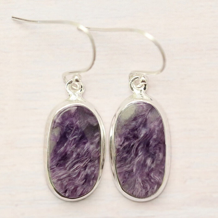 Čaroit náušnice stříbro Ag 925 E1128 - 2 cm