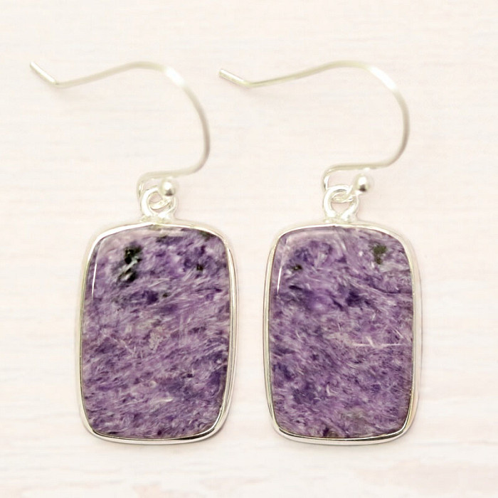 Čaroit náušnice stříbro Ag 925 E1148 - 2 cm