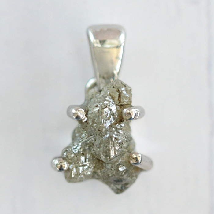 Diamant přírodní surový přívěsek stříbro Ag 925 LOT66 - 0