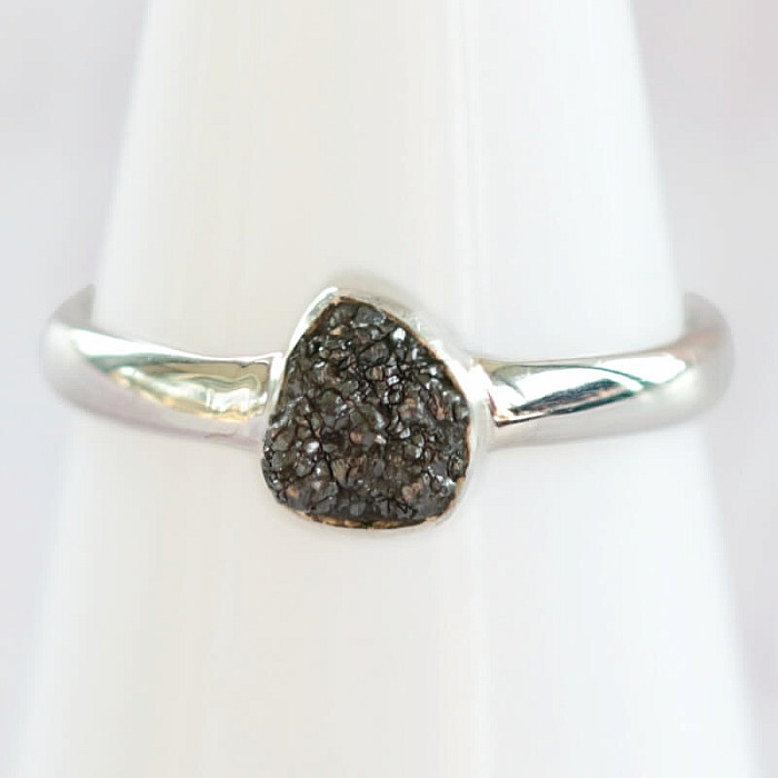 Diamant přírodní surový prsten stříbro Ag 925 R278 - 56 mm (US 7