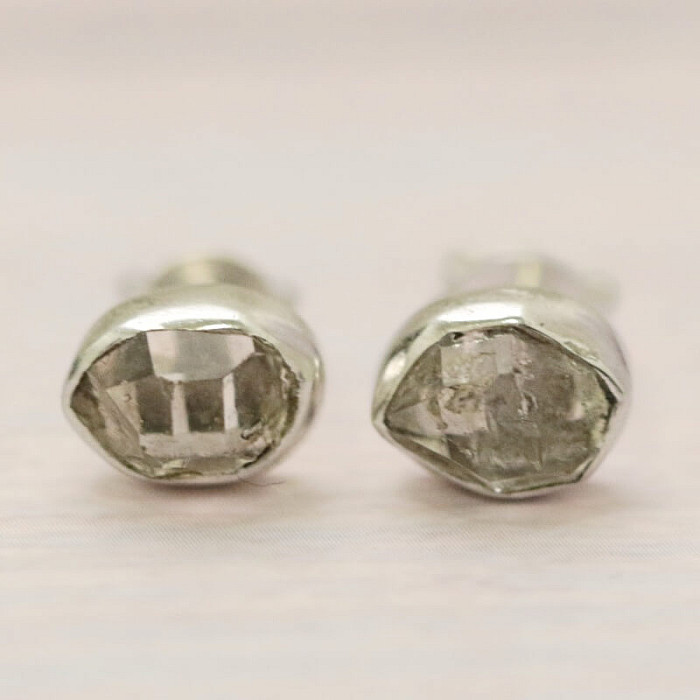 Herkimer diamant náušnice pecky stříbro Ag 925 E648 - 0