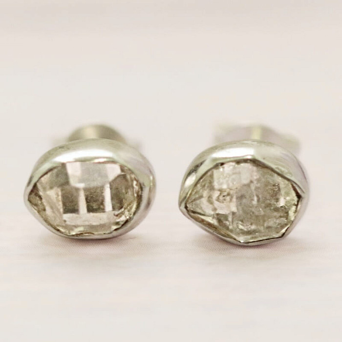 Herkimer diamant náušnice pecky stříbro Ag 925 E655 - 0