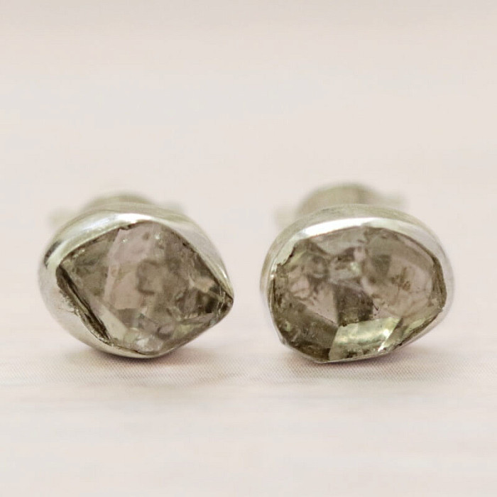 Herkimer diamant náušnice pecky stříbro Ag 925 E657 - 0