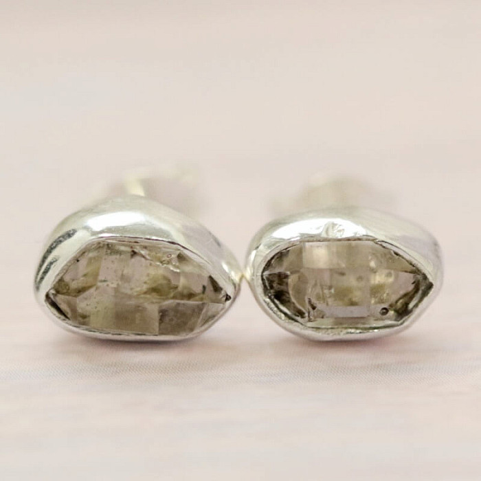 Herkimer diamant náušnice pecky stříbro Ag 925 E663 - 0