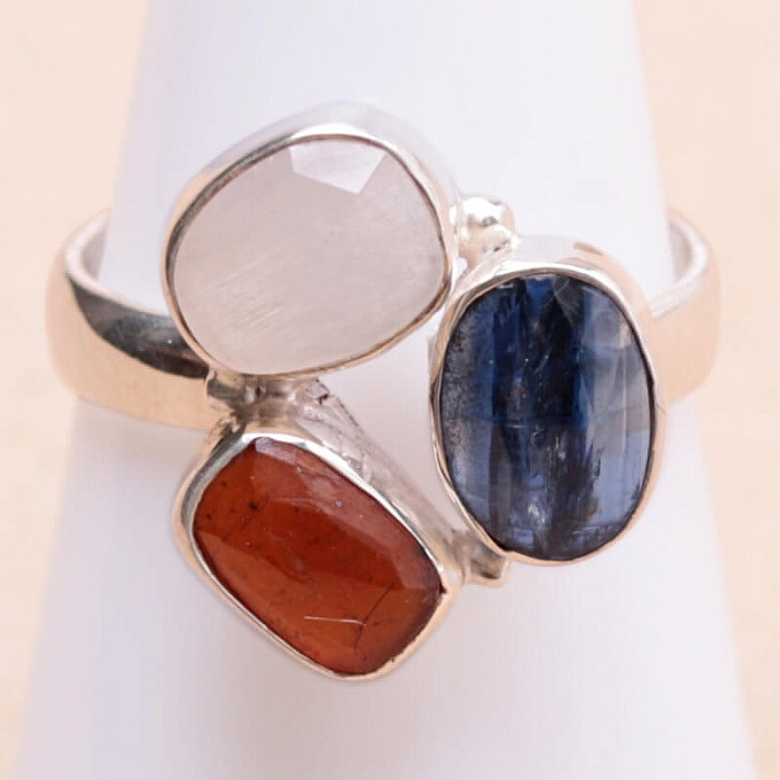 Kyanit broušený prsten stříbro Ag 925 36691 - 58 mm (US 8