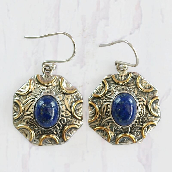 Lapis Lazuli náušnice stříbro Ag 925 26367 - 2 cm