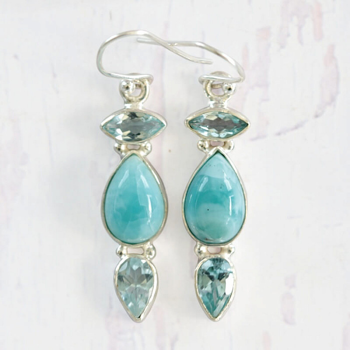 Larimar náušnice stříbro Ag 925 42811 - 2