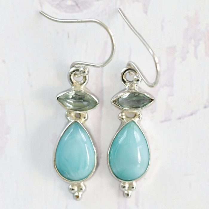 Larimar náušnice stříbro Ag 925 42814 - 2