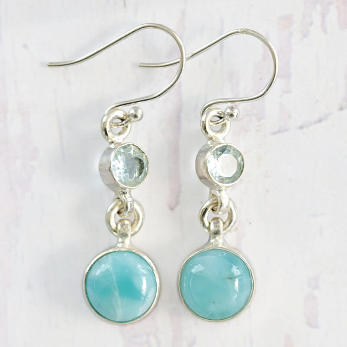 Larimar náušnice stříbro Ag 925 42816 - 2