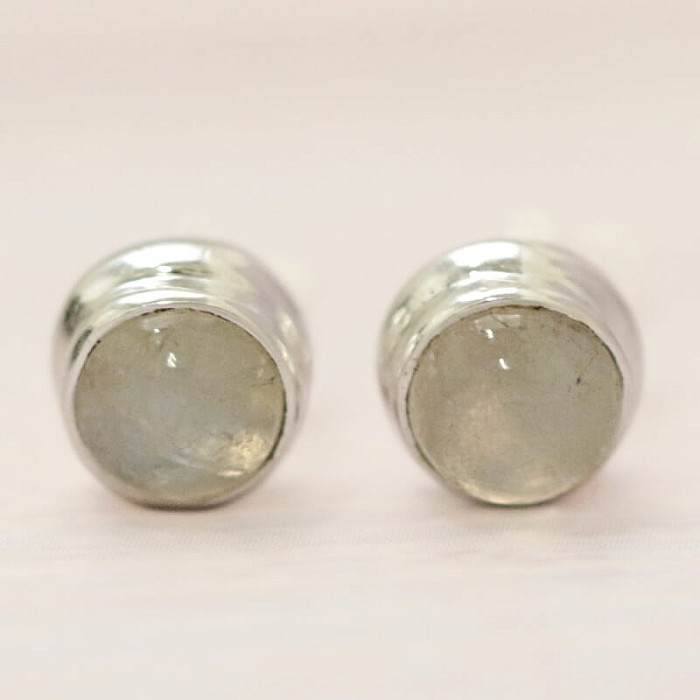 Měsíční kámen duhový náušnice pecky stříbro Ag 925 E1023 - 0