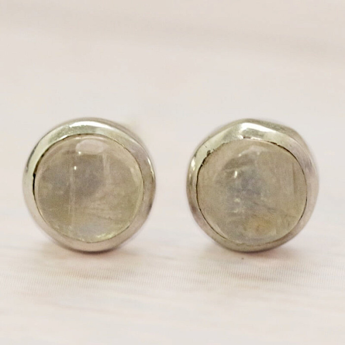 Měsíční kámen duhový náušnice pecky stříbro Ag 925 E1153 - 0