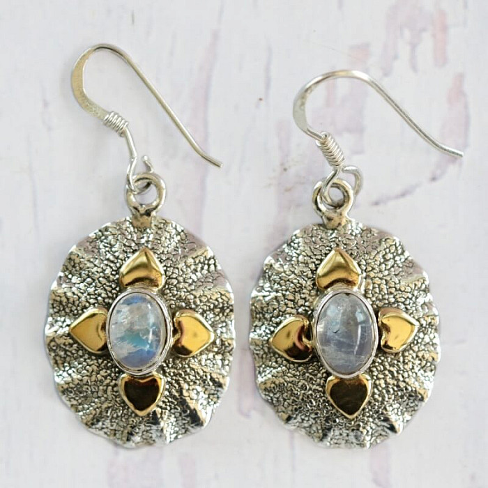 Měsíční kámen duhový náušnice stříbro Ag 925 27915 - 2 cm