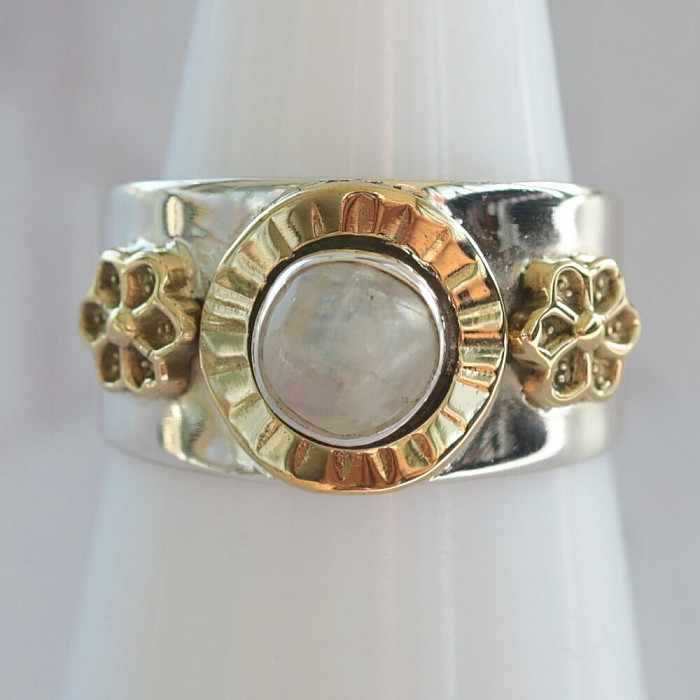 Měsíční kámen duhový prsten stříbro Ag 925 62322 - 55 mm (US 7