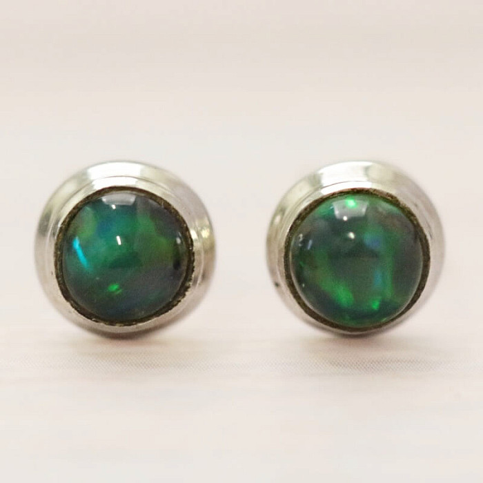 Opál černý etiopský náušnice pecky stříbro Ag 925 E60 - 0