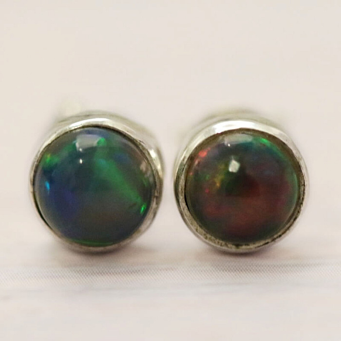 Opál černý etiopský náušnice pecky stříbro Ag 925 E77 - 0