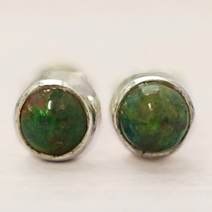 Opál černý etiopský náušnice pecky stříbro Ag 925 E92 - 0