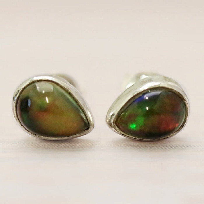 Opál černý etiopský náušnice pecky stříbro Ag 925 E99 - 0