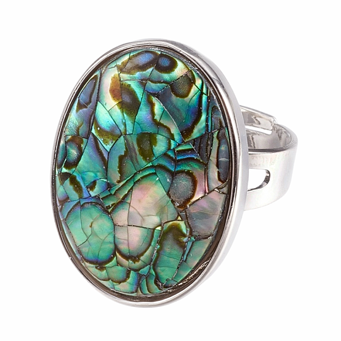 Paua abalon perleť prsten Ovál - 56 mm (US 8)