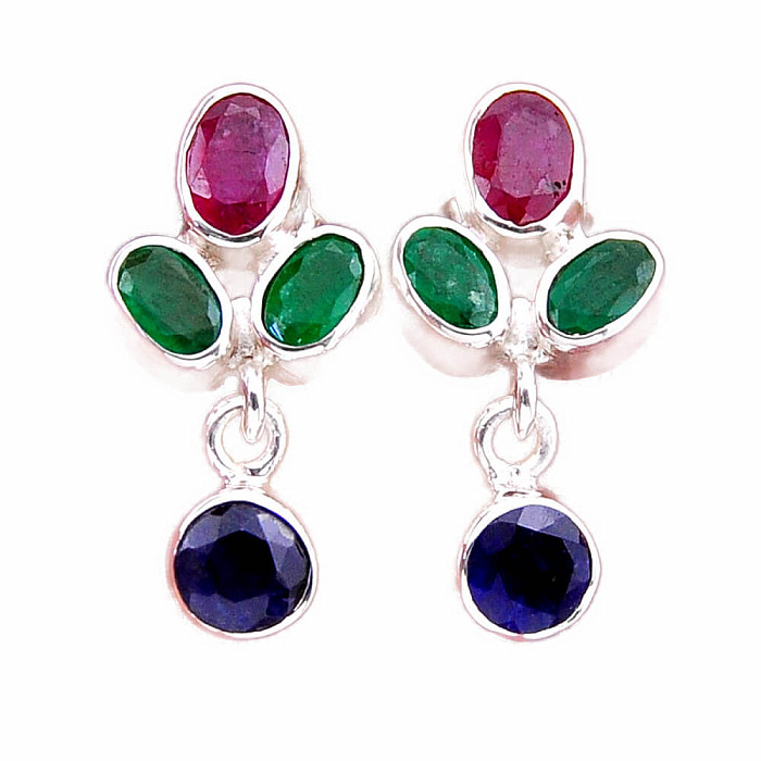 Smaragd indický - upravený náušnice stříbro Ag 925 49525 - 2