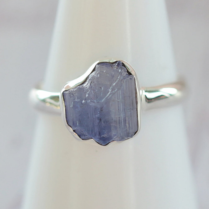 Tanzanit surový prsten stříbro Ag 925 LOT388 - 59 mm (US 9)