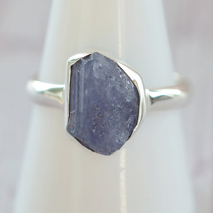 Tanzanit surový prsten stříbro Ag 925 LOT390 - 62 mm (US 10)