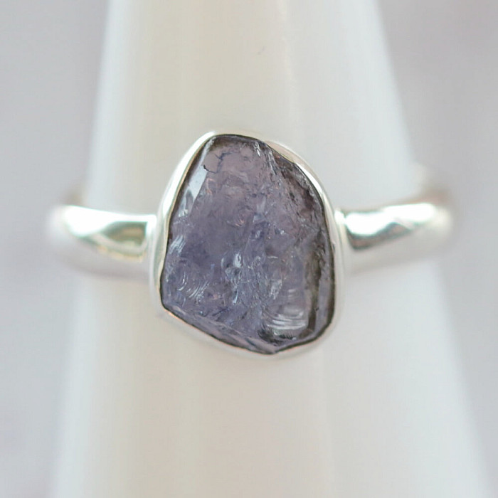 Tanzanit surový prsten stříbro Ag 925 LOT395 - 53 mm (US 6