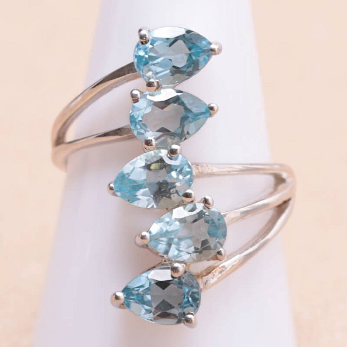 Topaz modrý prsten stříbro Ag 925 KO317 - 60 mm (US 9