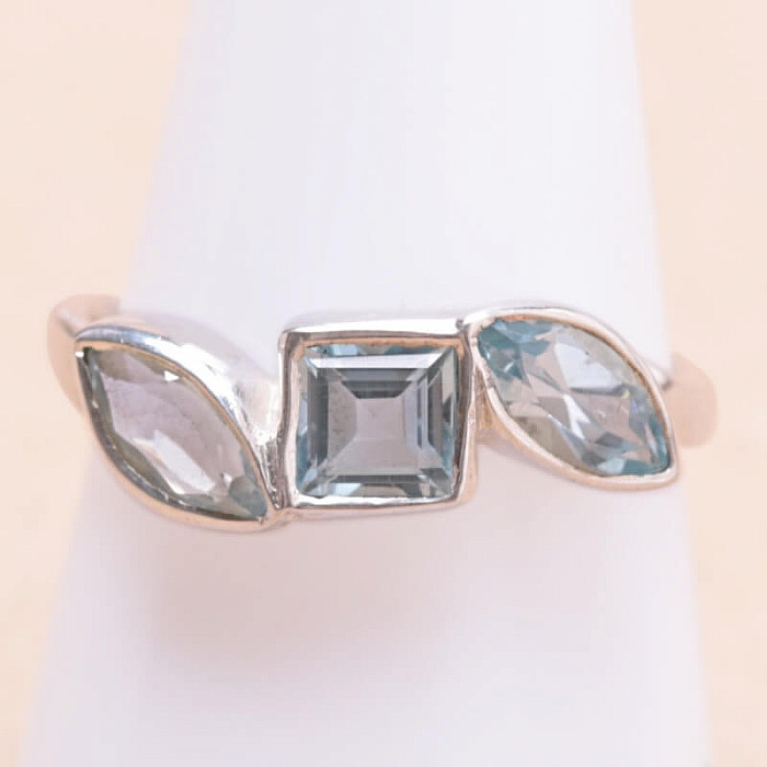 Topaz modrý prsten stříbro Ag 925 KO320 - 58 mm (US 8