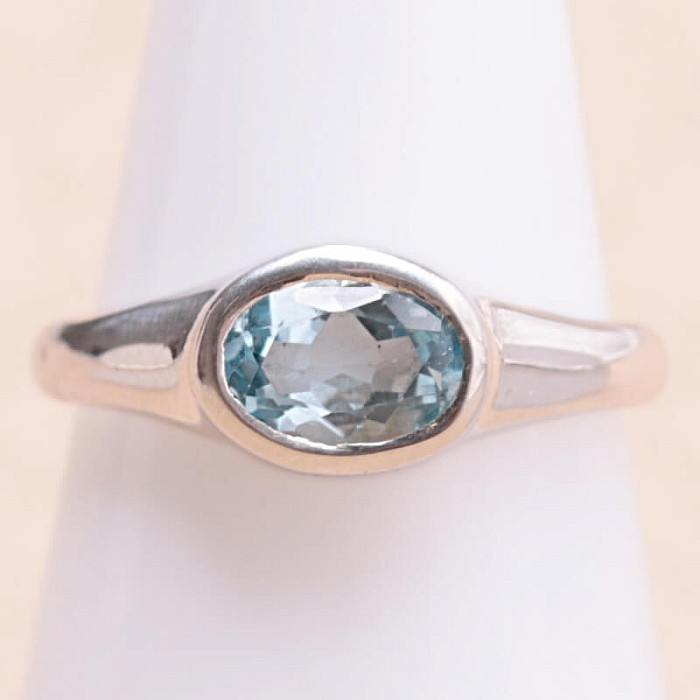 Topaz modrý prsten stříbro Ag 925 KO322 - 51 mm (US 5