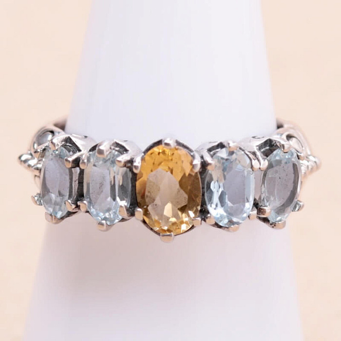 Topaz modrý prsten stříbro Ag 925 KO324 - 57 mm (US 8)