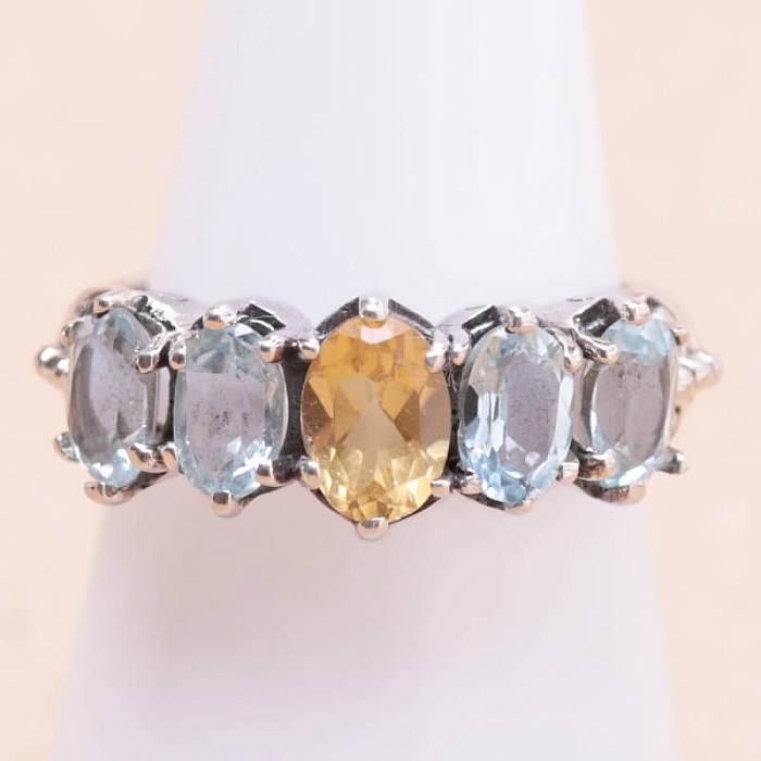 Topaz modrý prsten stříbro Ag 925 KO325 - 55 mm (US 7