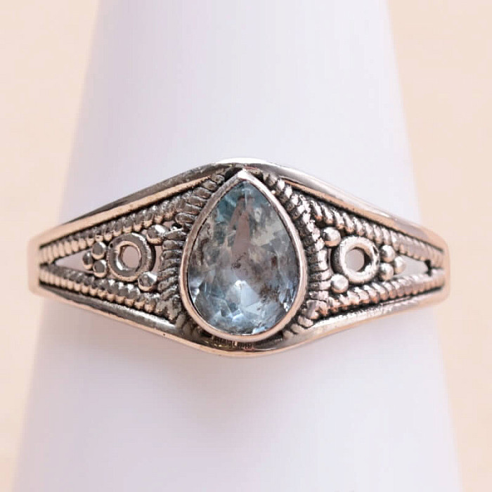 Topaz modrý prsten stříbro Ag 925 MIX37 - 59 mm (US 9)
