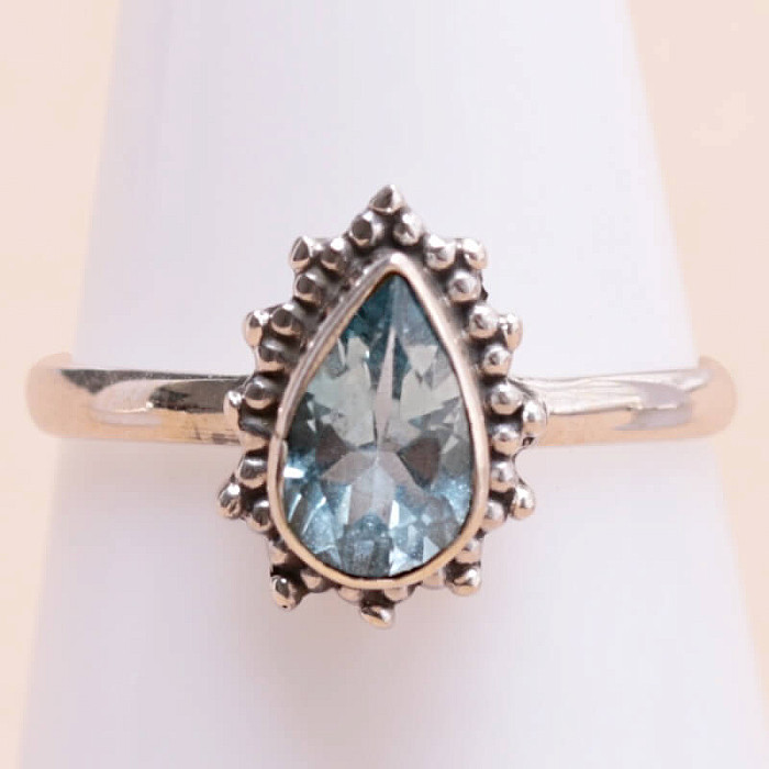 Topaz modrý prsten stříbro Ag 925 MIX38 - 55 mm (US 7